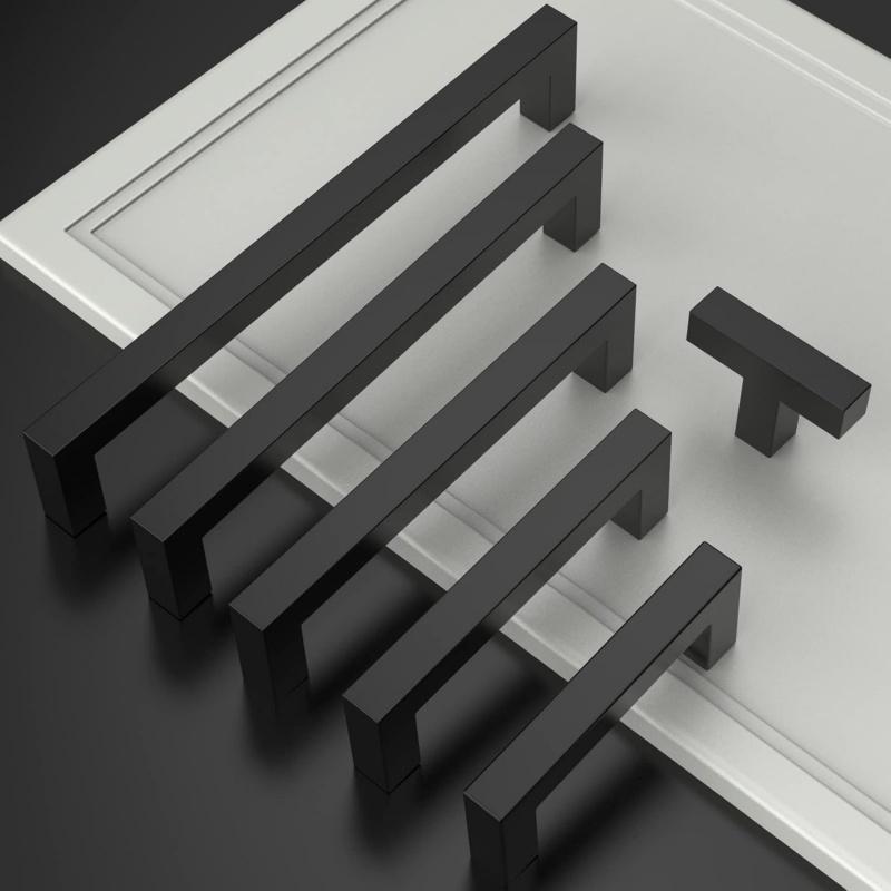 4Pcs Square Cabinet Pulls Stainless Steel Kitchen Drawer Pulls Cabinet Handles Overall Pull Cupboard Handle Wardrobe Door Knobs