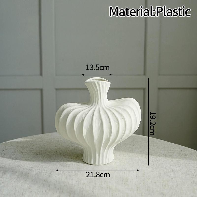 Plastic Flower Vase Modern Simple White Vase Home Room Decoration Ornaments Artistic Plant Pot Interior Decor Table Ornament