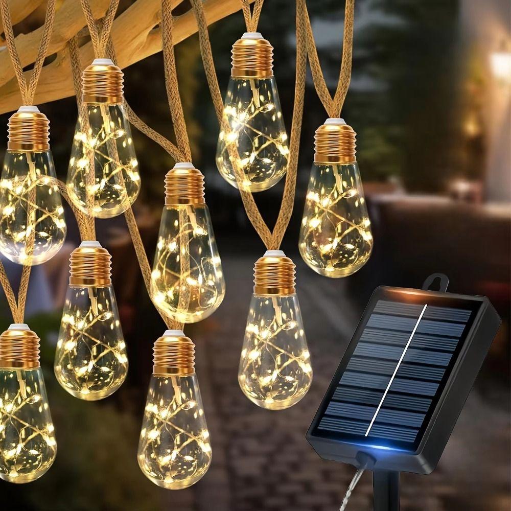 Rope Lights Solar String Lights Waterproof Hemp String Lights Fairy String Lights  Camping