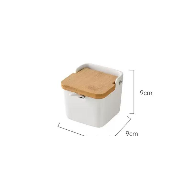 Square ceramic seasoning box, kitchen seasoning jar storage box, storage box suitable for kitchen countertop storage 1PSC