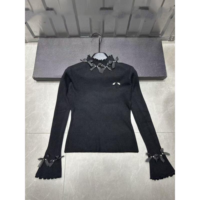European Style High-Quality Spring Bow Neck Knit Base Layer