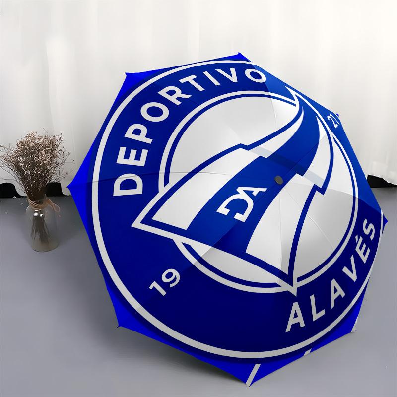 Deportivo Alavés, Football Club- Automatic Opening and Closing, 8-rib Structure Portable Umbrella, Suitable for Men and Women in All Seasons
