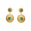 Stainless Steel Geometric Turquoise Inlaid Round Earrings Elegant High Grade Personality Earrings For Women Trendy Jewelry