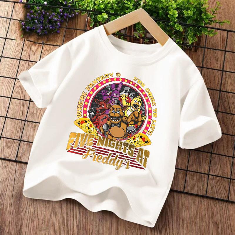 New Five Nights At Freddys Kids T-shirts FNAF Cartoon Graphic T-shirt Children Casual Sports Tops Short Sleeves Kids Clothing