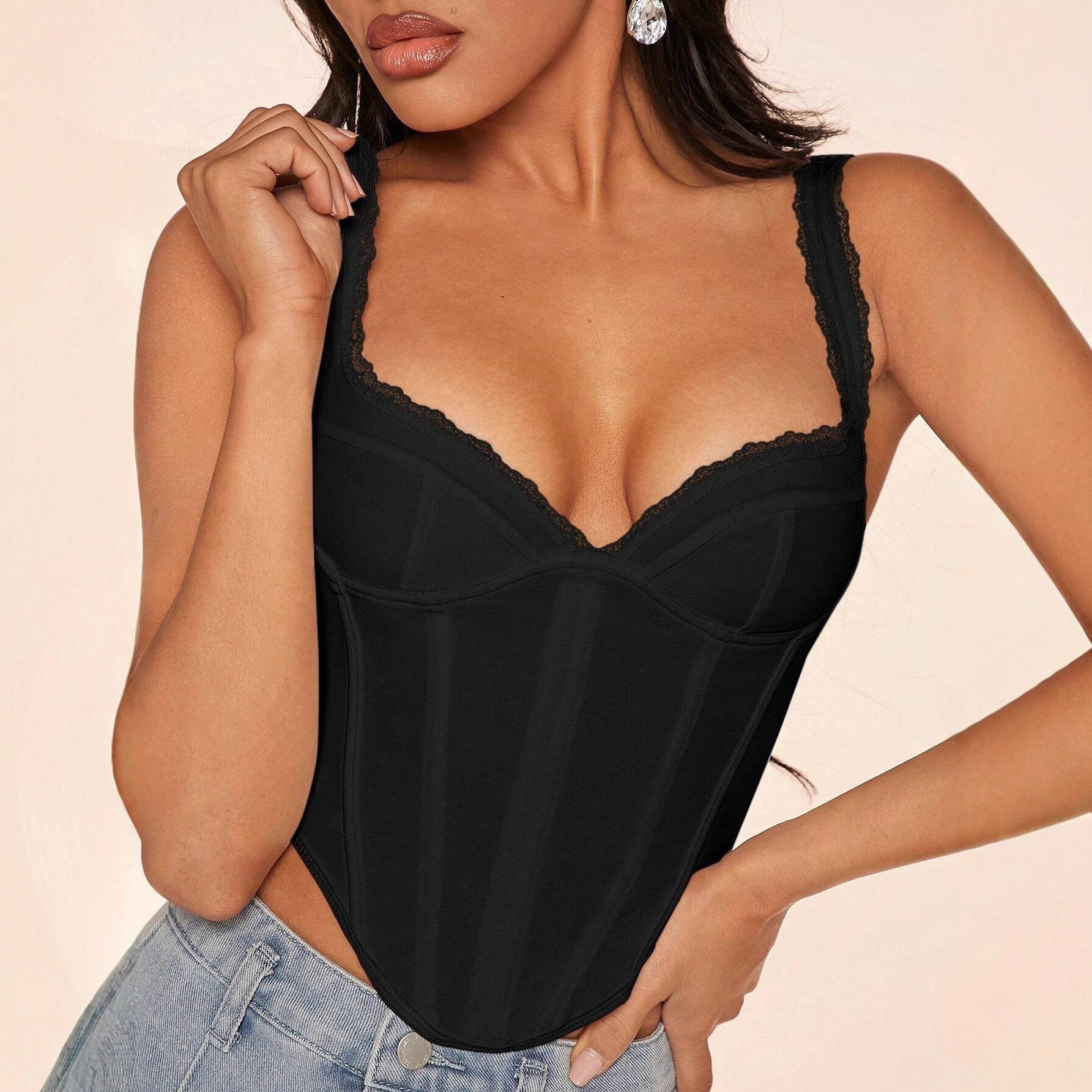 

New hot-selling babes pure desire style sexy lace bone clothes temperament sexy bra Europe and America L чорний