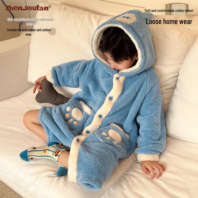 ZhenYouFan Boys Fleece Lined Hooded Winter Homewear 120