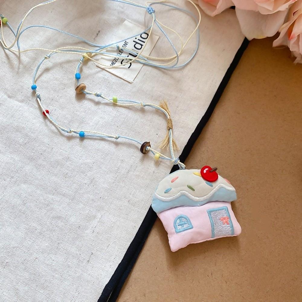 Flower Korean Beaded Necklace Cloth House Shape Clavicle Necklace Pink Blue Bohemian Choker  Beach