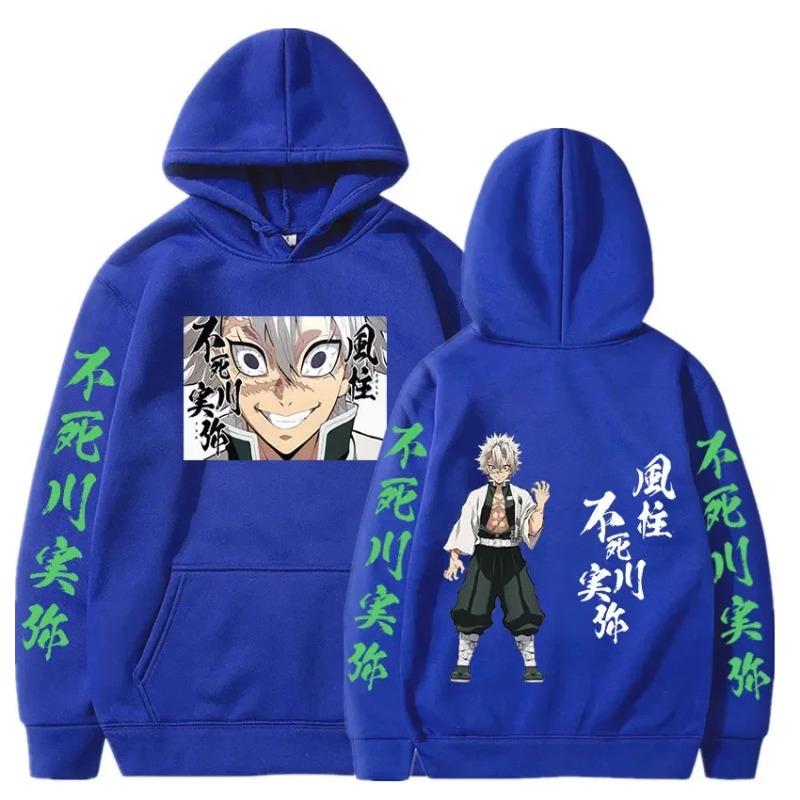 Autumn Winter Anime Shinazugawa Sanemi Graphic Print Hooded Autumn Fleece  Kimetsu No Yaiba Hoodies Sweatshirt