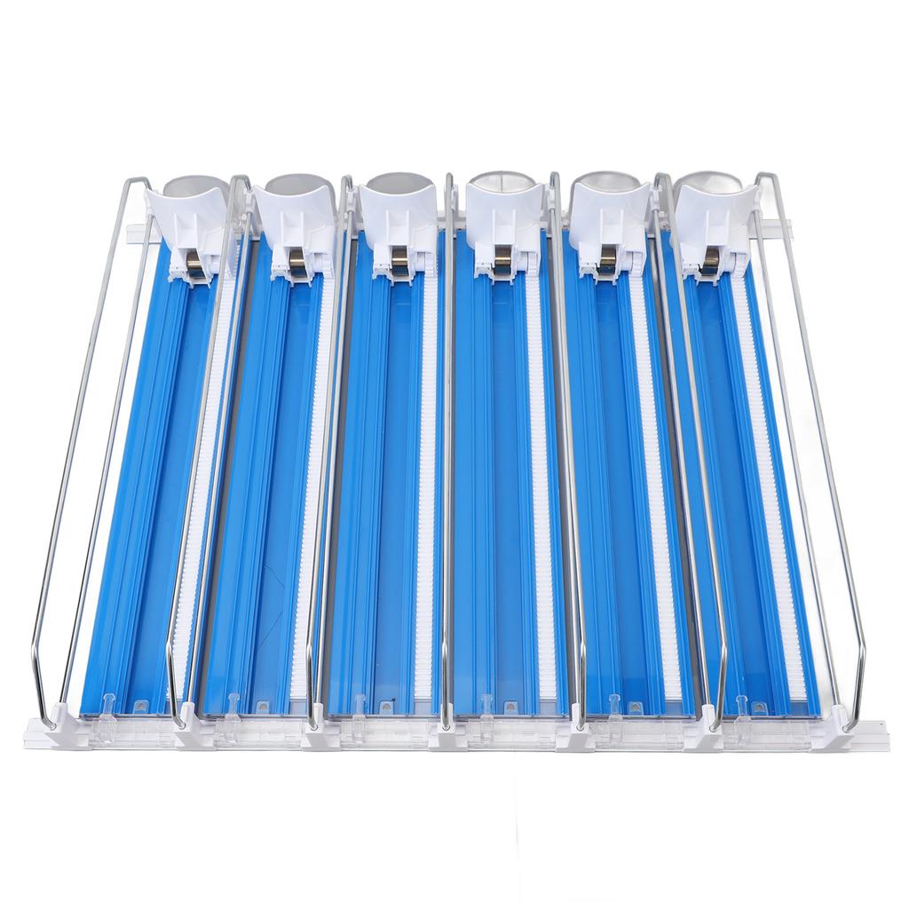 Drink Organizer for Fridge ABS 6 Rows Adjustable Easy Loading Dampening Pusher Glide Soda Can Dispenser for Beer