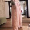 2024 Summer Arrival: Women's Shrimp Pink Tulle Linen Wide-Leg Long Pants