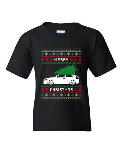Merry Christmas Ugly Xmas Car Tree Funny Humor DT Youth Kids T-Shirt Tee Unisex T-Shirt L