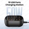10 Port USB Charger 100V-240V EU US KR UK Plug Desktop USB Charging Station For Multiple Devices iPhone Samsung Xiaomi