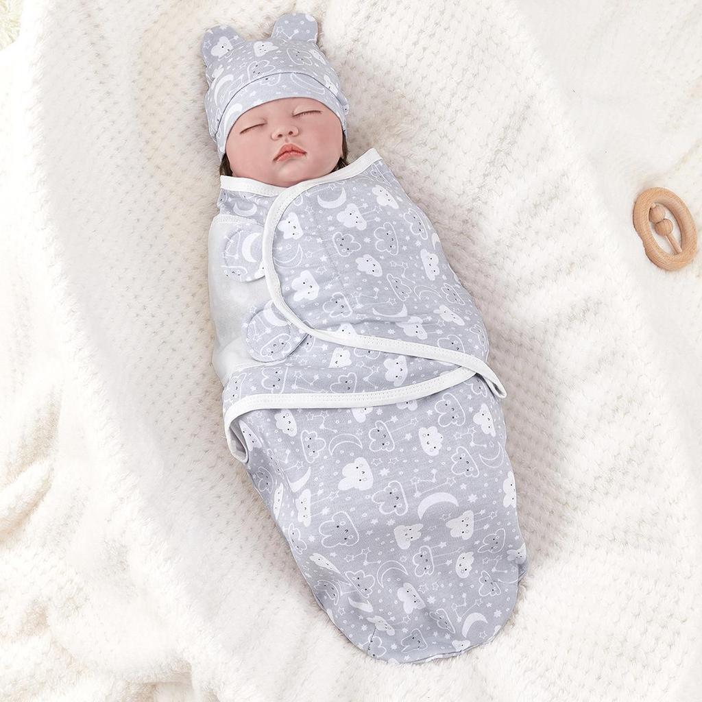 Pure Cotton Newborn Anti-Startle Swaddle & Blanket Set - Spring/Summer Baby Wrap