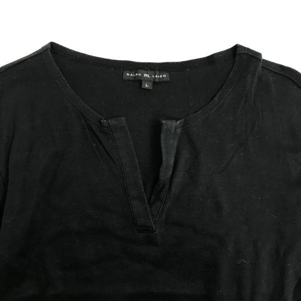 Ralph Lauren Japan Made 3/4 Ärmel Cutsew Schwarz Größe L Damen Baumwoll Tops(GEBRAUCHT)