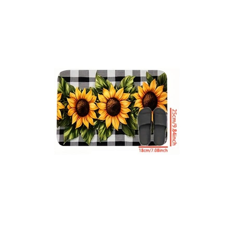 

Sunflower Buffalo Plaid Kitchen Mat Decor Non-slip Hallway Balcony Laundry Rugs Bathroom Door Mat Bedroom Floor Mat Decor 40x60cm 16x24inch