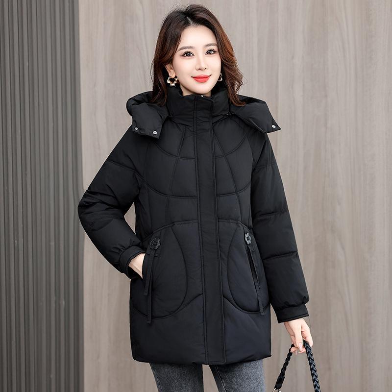 Women's Winter Plus Mid Down Parka Removable Hood Oversized