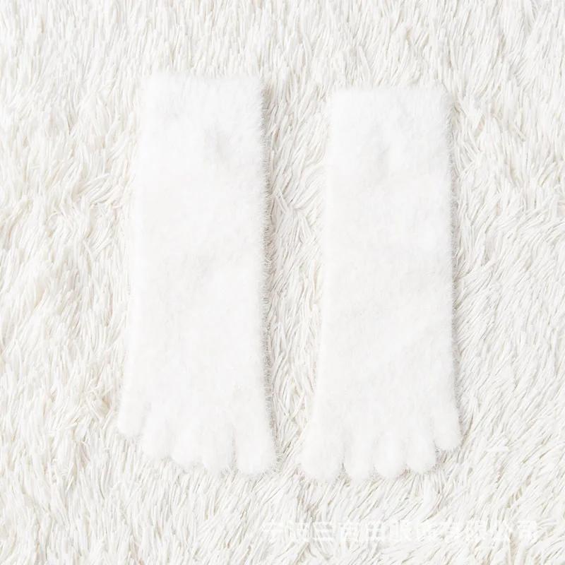 Meias de inverno femininas cinco dedos quentes coloridas macias e aconchegantes meias femininas chinelos de chão moda casual meias de bico grosso confortáveis