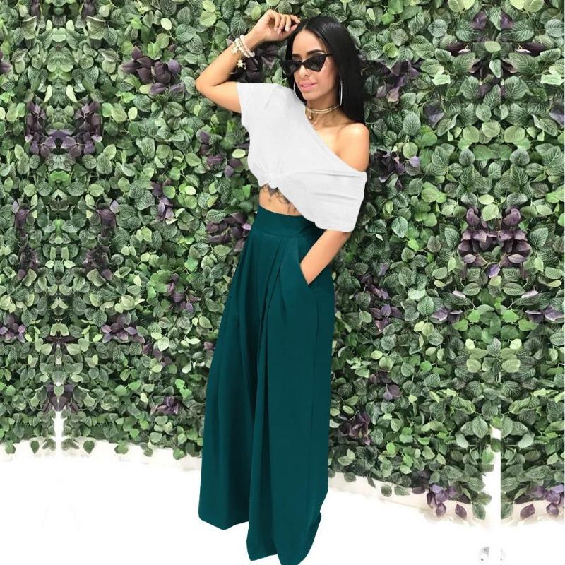 Summer Loose Women's Wide Leg Pants Casual Pleated Solid Zipper Floor-length Pants Pocket Elastic Solid Pants Plus Size Fall