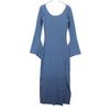 WONEM Long Sleeve Knit Long Dress F Blue Open Back Women Used
