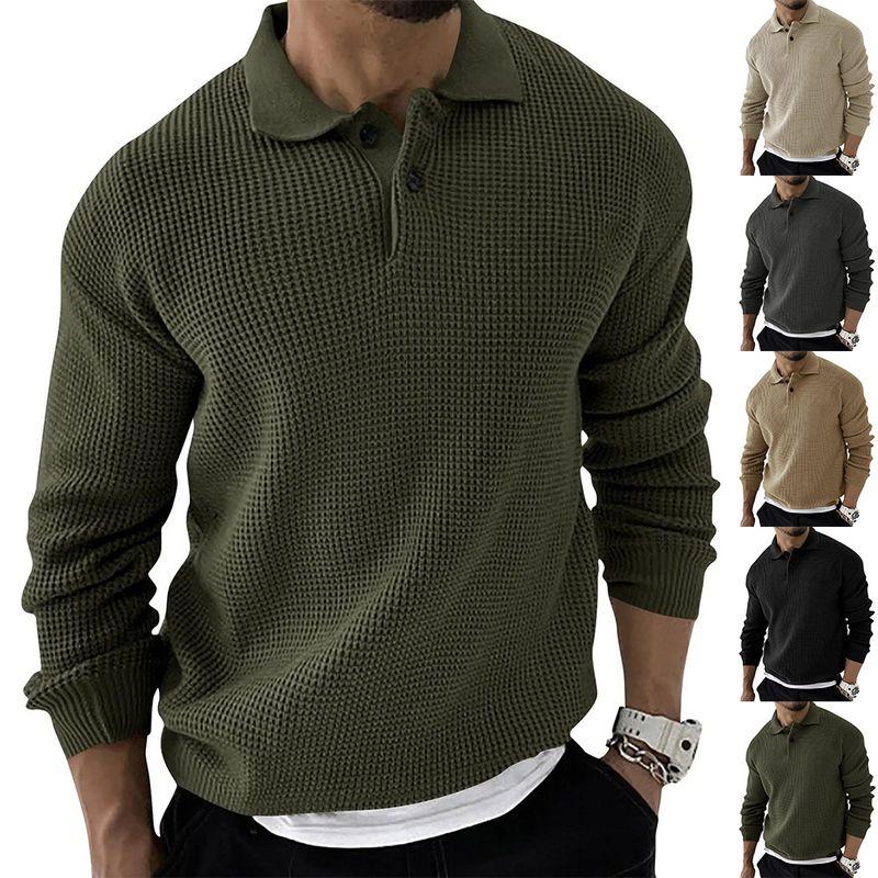 

2025 MEN S Fashionable Urban Slim Fit Knitted Sweater Army Green L