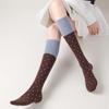 Sweet Korean Style Long Socks Cotton Elastic Knee Socks Color Matching Knee High Socks Women Sweet Polka Dot Pile Socks