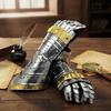 Medieval Warrior Steel Gothic Knight Style Warrior Functional Gloves Gauntlets Brass Accent Christmas Father’s Day Gift