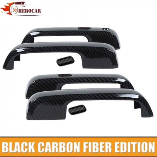 4x Door Handle Cover Trims For Ford F150 2015-w/ 2 Smart keyholeCarbon Fiber