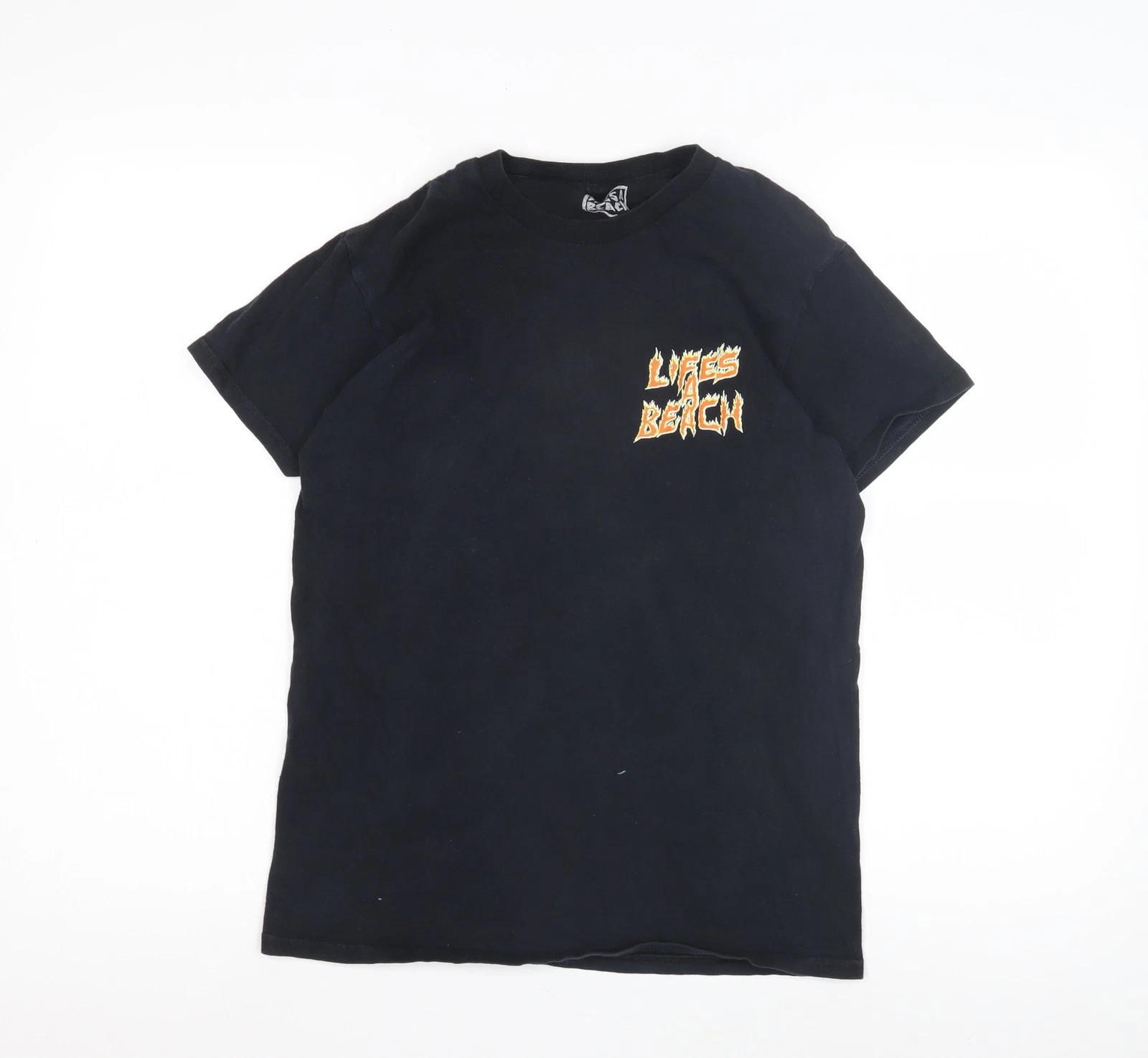 Life s a Beach Men s Black Graphic T-Shirt S M