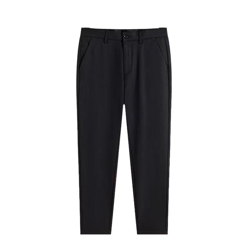 High-elasticity thin ice silk pants men's spring and summer new nine-point small trousers men's slim-fitting casual pants men