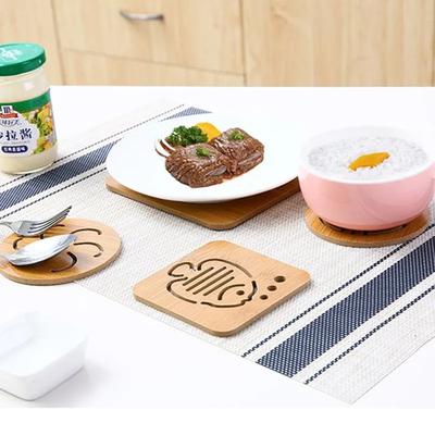 Cute Bamboo Mat Set Cartoon Multifuntion Kitchen Table Mat Heat Resistant Pot Dish Anti-slip Placemats  Protection Table