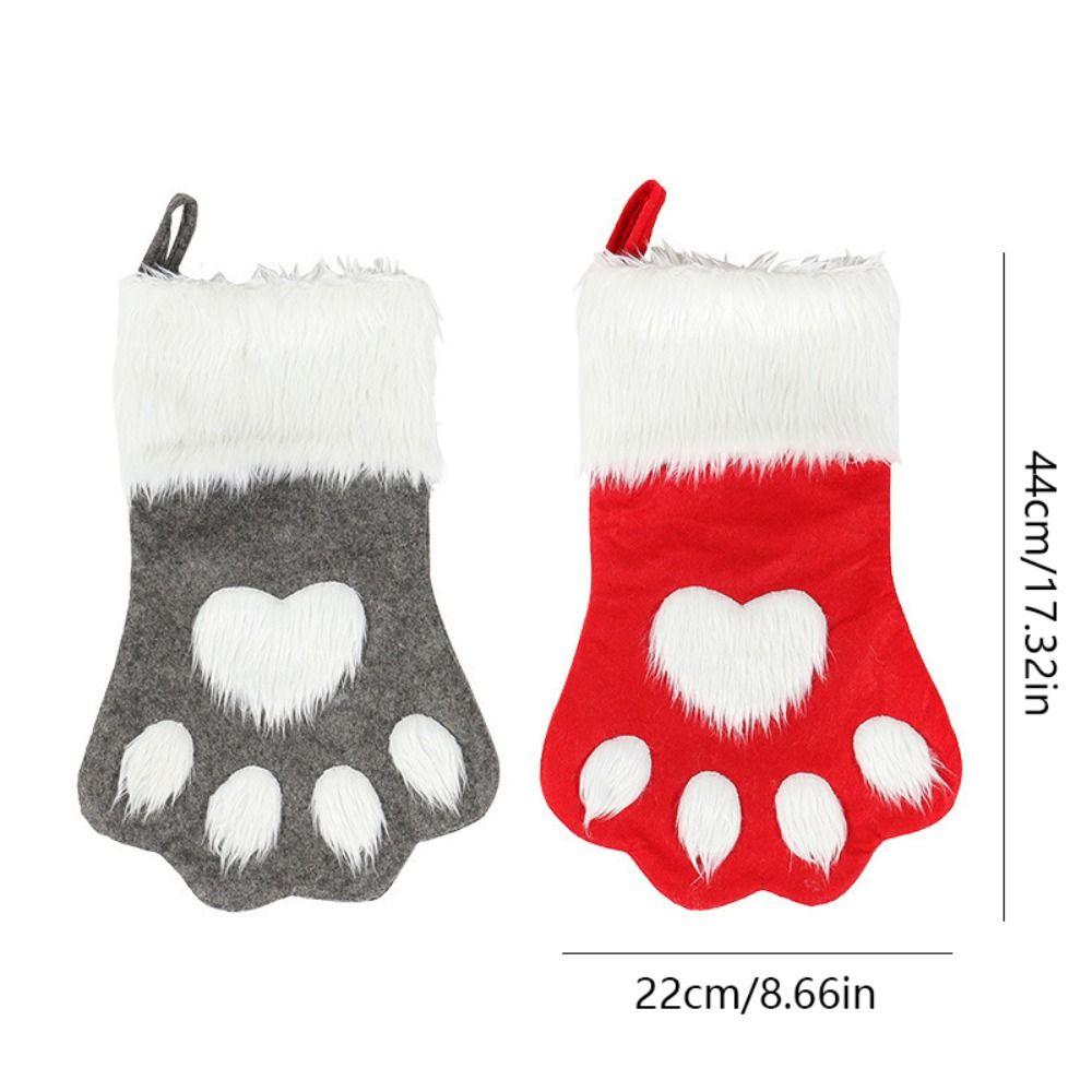 Non-woven Fabric Dog Claw Christmas Stocking Hairy Christmas Tree Pendant  Fireplace