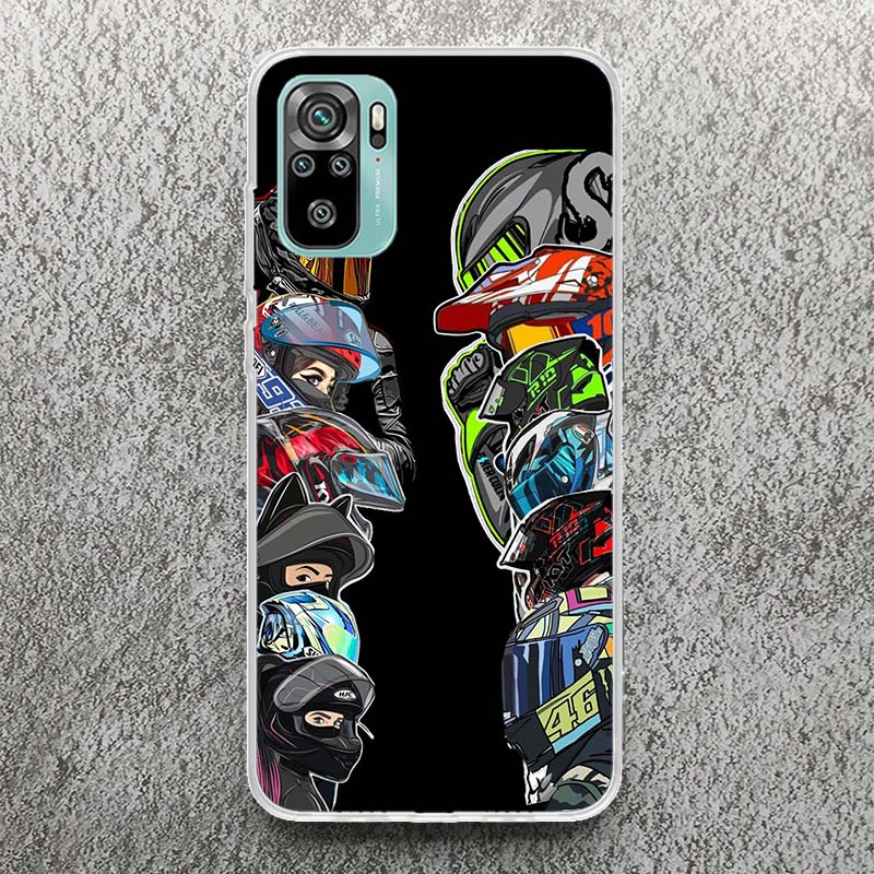Motorcycle Rider Helmet Print Soft Case for Xiaomi Redmi Note 14 13 12S 11S Phone Shell 10 Pro Plus 11E 11T 12 11 10S 5G Cover