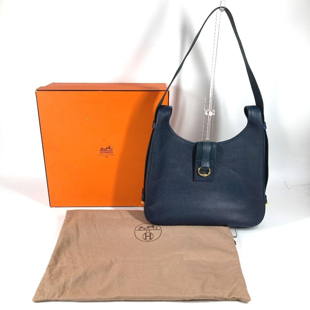 HERMES vintage Sako Bag Tote Bag Shoulder Bag Courchevel Navy/GoldHardware