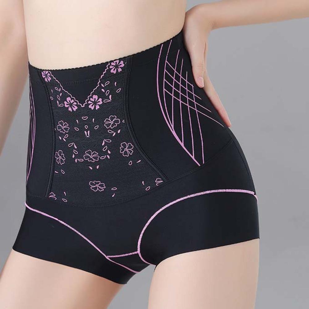 Shapewear Postpartum Body Shaper High Waist Large Size Floral Briefs Butt Lifter Underpants  Women