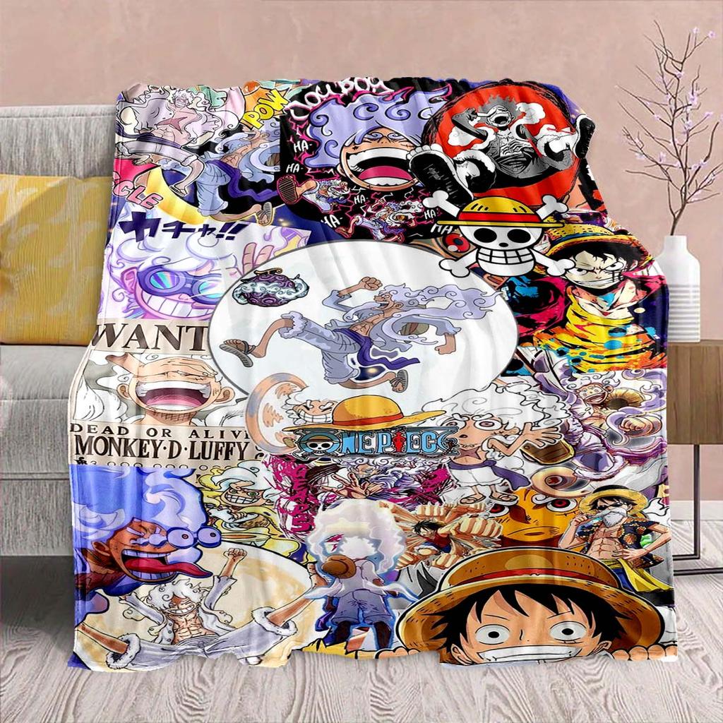 One Piece Anime Flannel Blanket - Soft Warm Perfect for Sofa, Bedding Camping Travel Office Home Decor 