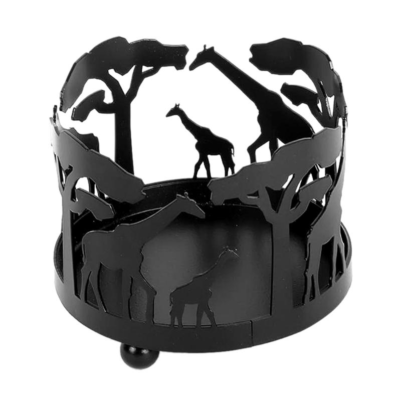 

Stylish Black Candle Holder Exquisites Workmanship Giraffe Decoration for Home Creative Iron Candlestick, Animal Pattern 1