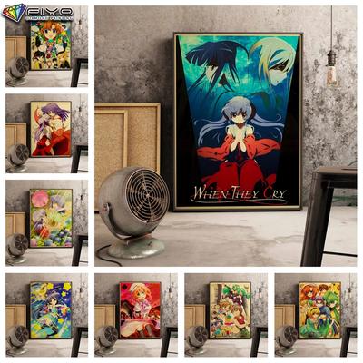 Beliebtes 5D-Kreuzstich-Set zum Selbermachen, Anime „When They Cry Higurashi“, Gemälde, voller Bohrer, Kreuzstich-Bastelset, Wandaufkleber, Heimdekoration