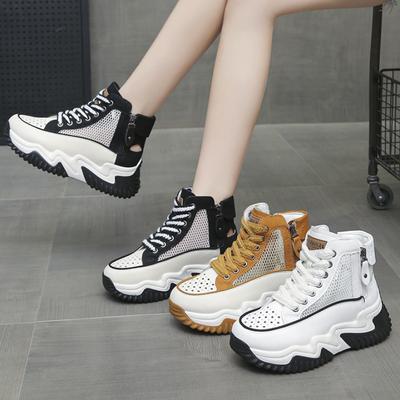 Mesh Women's Platform Shoes Thick-soled Height-enhancing Casual Versatile Sports Shoes Thick-soled Breathable Non-slip Women's Shoes