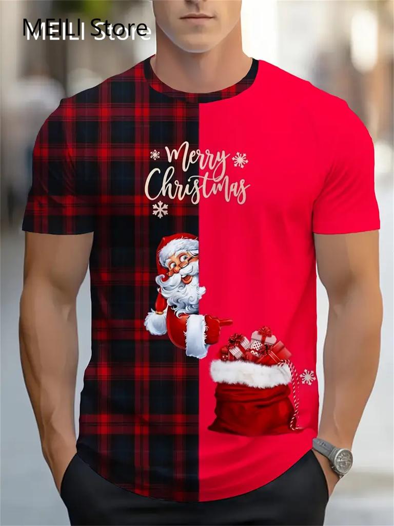 Christmas Unisex's T Shirt Funny 3d Santa Claus Print T Shirts Casual Pullover Short Sleeve Fashion Shirts Graphic Tees Sweatshirt