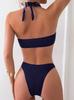 2025 Cross-border Women's Ribbed Halter Swimsuit: New European & American Style Bikini