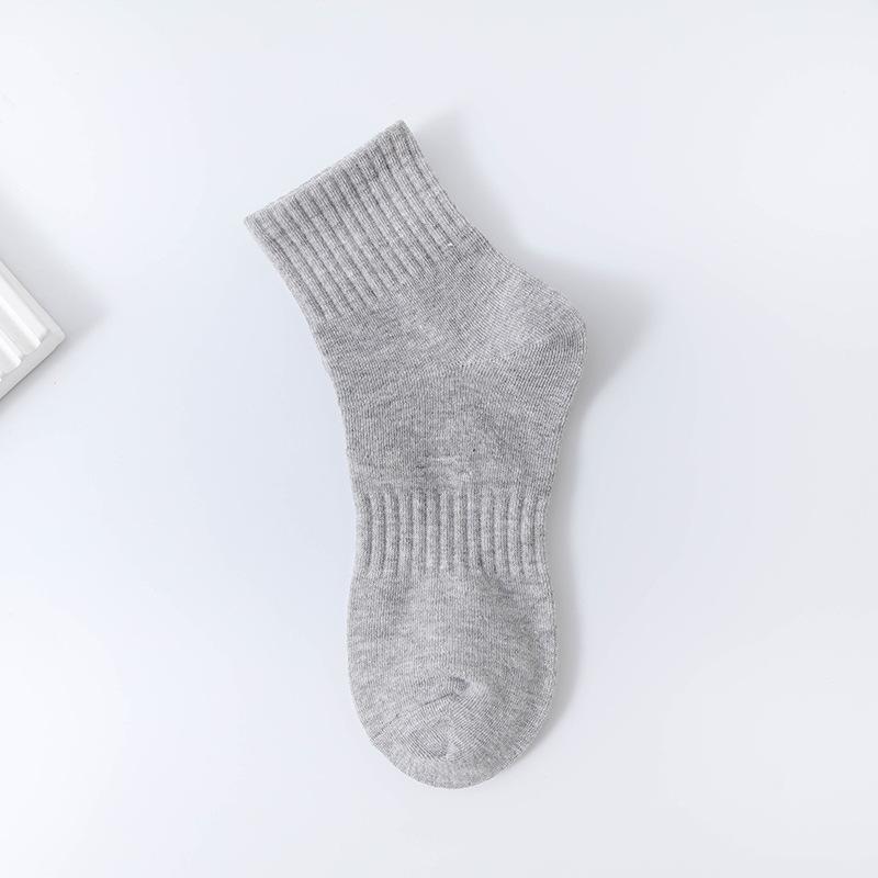 5 Pairs Men's Breathable Cotton Socks Solid Color Black White Business Casual Sports Socks