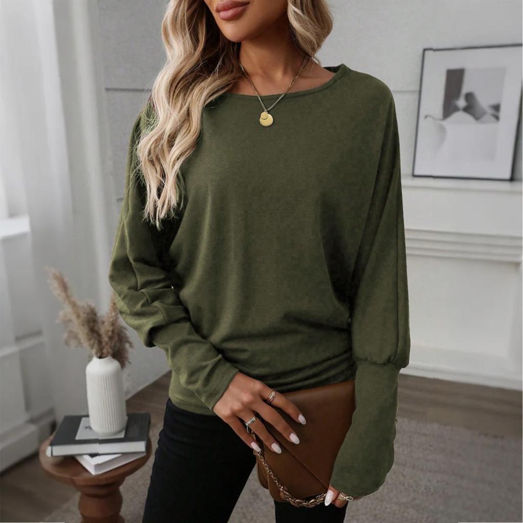 Women's Fashion Round Neck  Splicing Long Sleeve Top