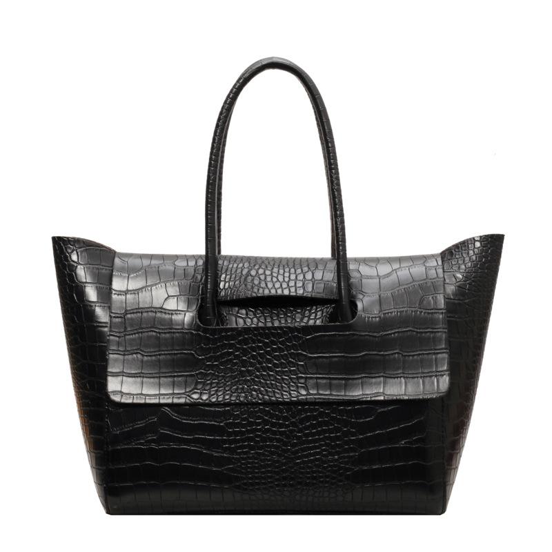 Large capacity crocodile pattern tote bag women's 2025 autumn and winter business commuter handbag simple casual shoulder bag