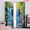 2D Flat Printing 2pcs Romantic Summer Curtain Forest Tree River View Blackout Polyester Festive Holiday Suitable for Holiday