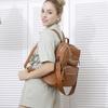 Contrast Color Women Soft Leather Tassel Backpack Simple Outdoor Travel Backpack