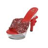 Sexy Summer Wedding Crystal Asymmetric Platform Slippers Transparent Open Toe Women Model Car Show High Heels 34-43cm