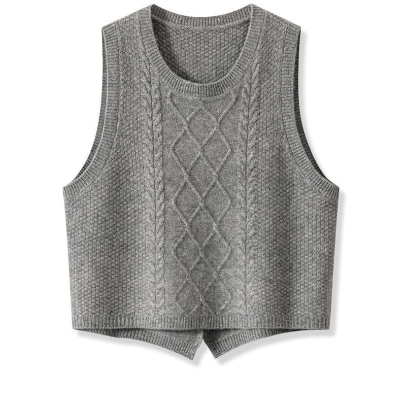 Women Cable Knit Waistcoat, Loose Sleeveless Knitted Vest, High Quality All Season Casual Sweater Gilet