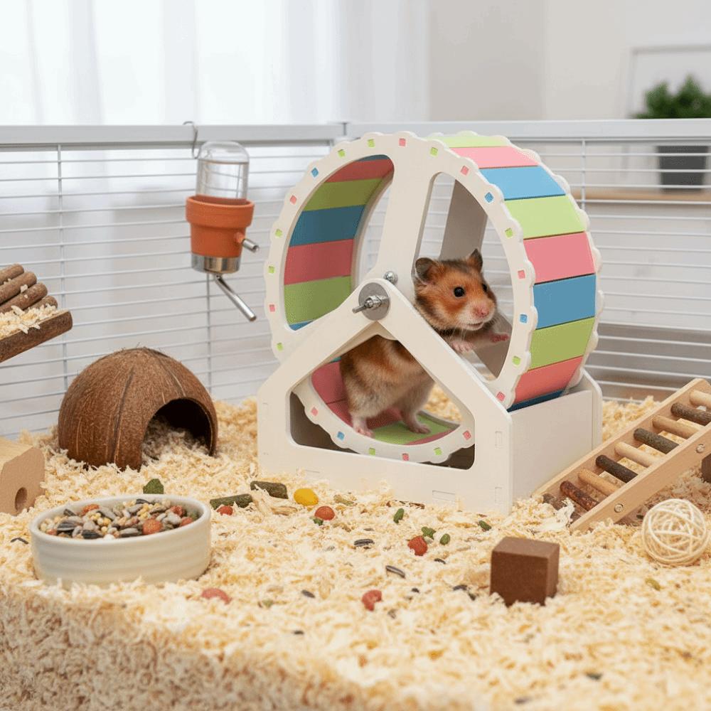 Silent Hamster Running Wheel Plastic Pet Hamster Bracket Rodent Running Wheel  Pet Exercise