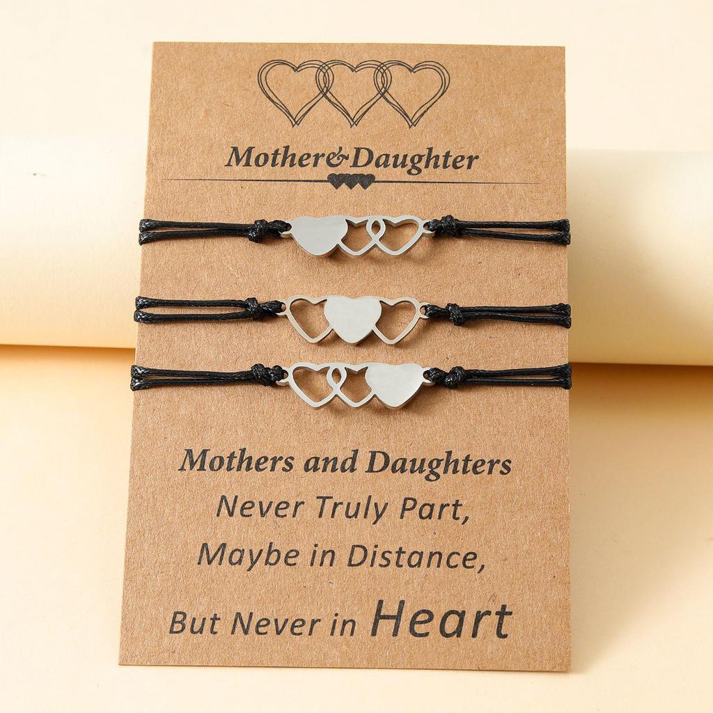 Heart-Shaped Friendship Bracelet Trio for Sisters and Friends