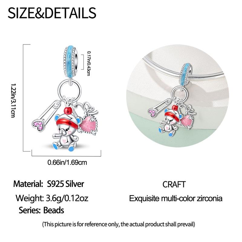 New In Charms Copper Fit 3Mm Original Bracelet Necklace Womens Sweetheart Bear Charms Beads Diy Fine Jewelry Gift